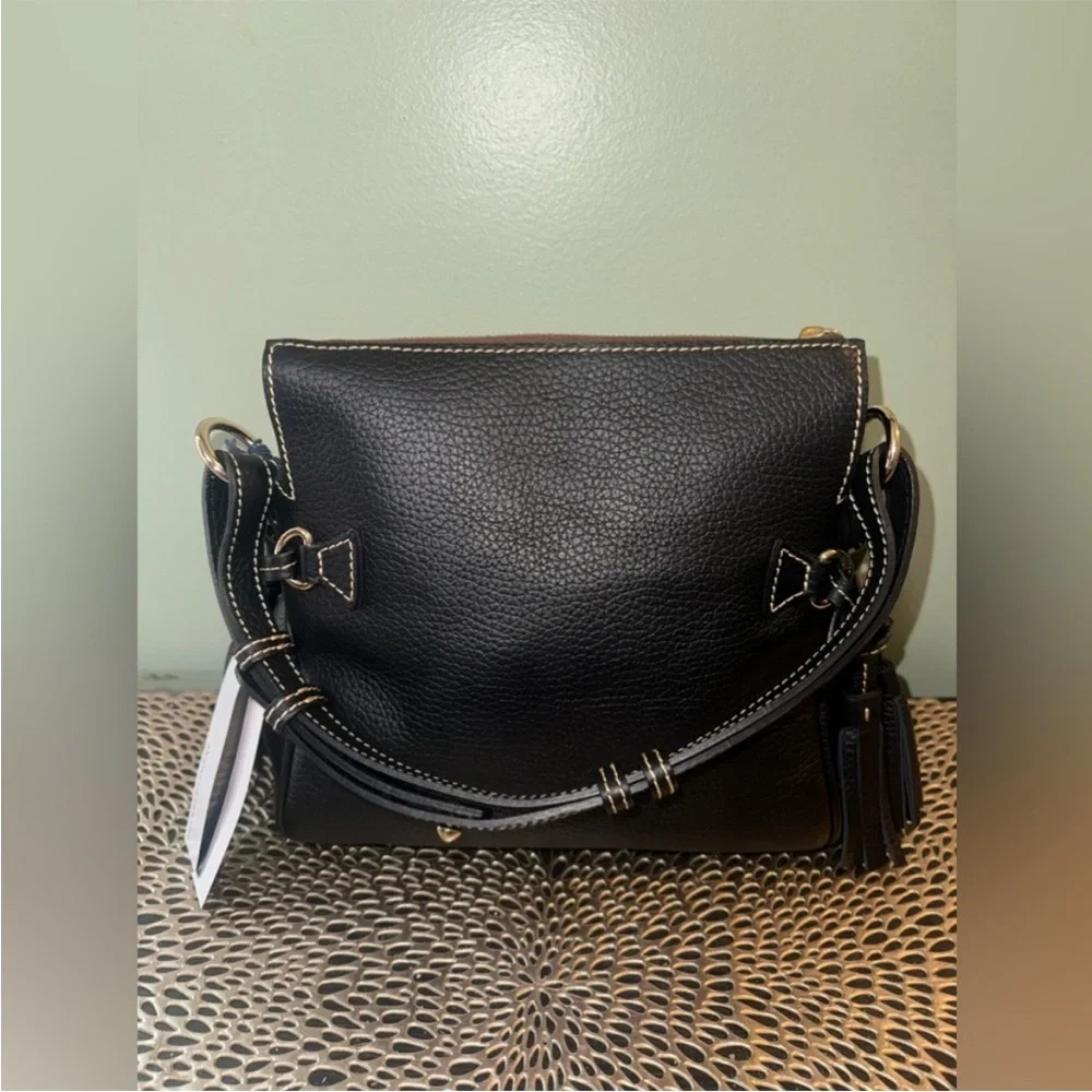 Dooney & Bourke Black Leather Satchel Bag with Tassels - Picture 10 of 13